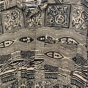 Zara Black and Cream Patterned Button-Down Shirt